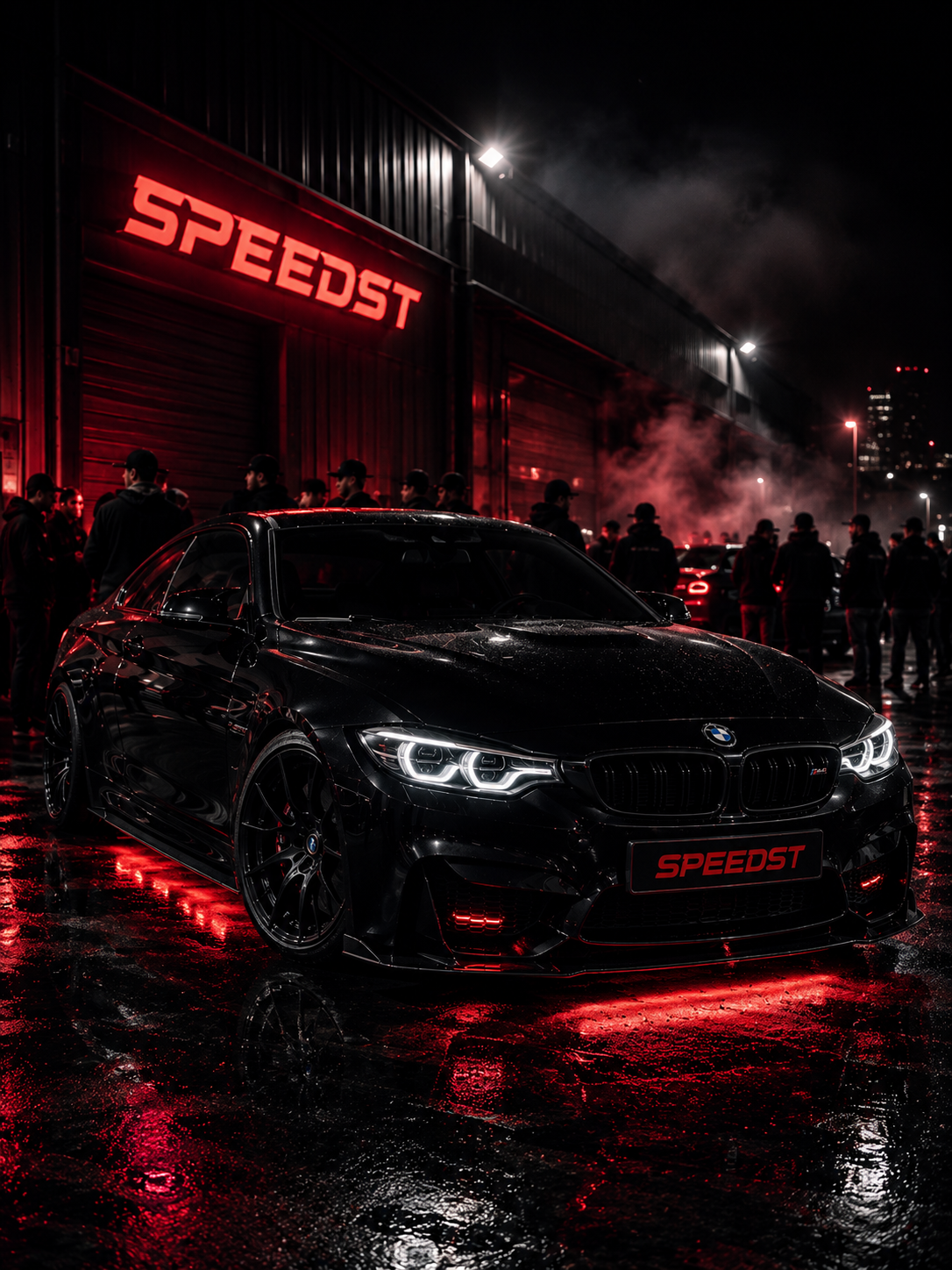 BMW M4 with SPEED·ST underglow at night