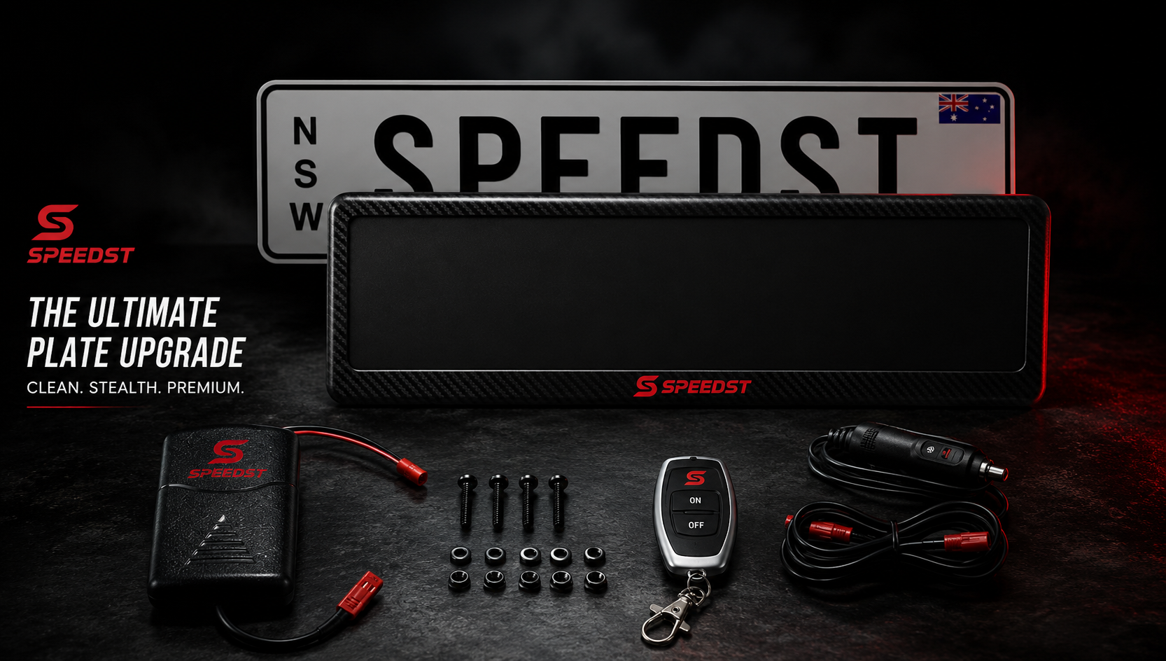 Blackout plate kit on dark background