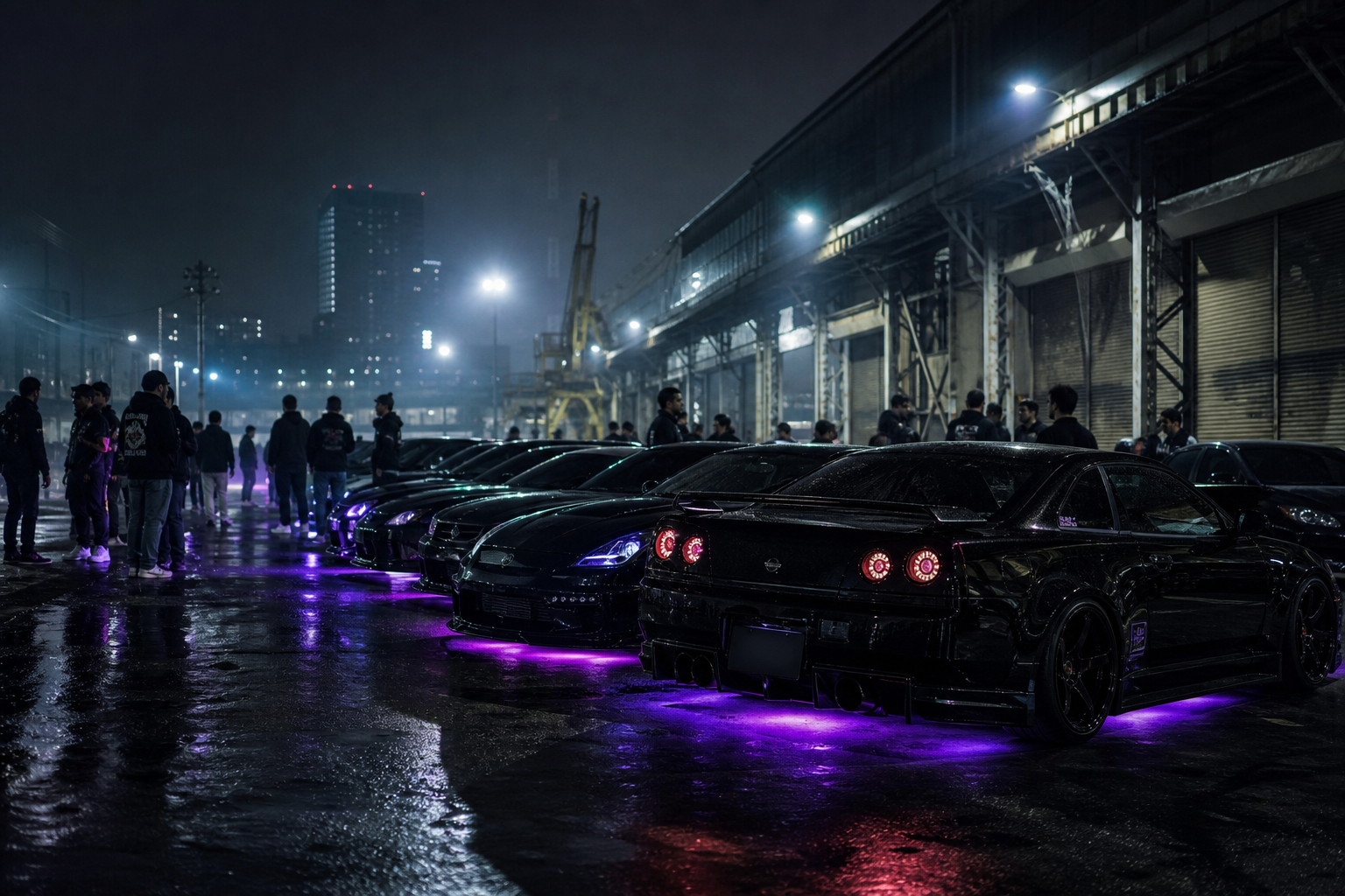 SPEED·ST car meet with underglow at night